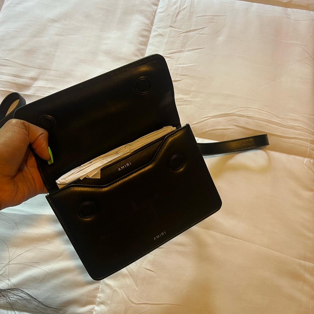AMIRI Black Leather Wristlet Bag - Picture 2 of 3